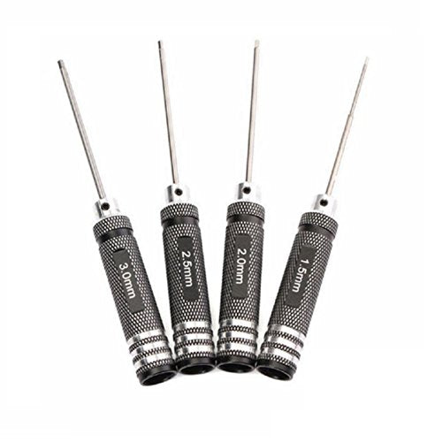 Share Goo H1.5mm 2.0mm 2.5mm 3.0mm Handle Allen Hex Screwdrivers Key Driver Tool Kit Compatible with RC Car Truck FPV Helicopter Drone(Black) - color: Black