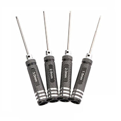 Share Goo H1.5mm 2.0mm 2.5mm 3.0mm Handle Allen Hex Screwdrivers Key Driver Tool Kit Compatible with RC Car Truck FPV Helicopter Drone(Black) - color: Black