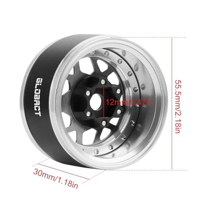 GLOBACT 1.9 Beadlock Wheel Rims for TRX4 TRX6 Axial SCX10 Redcat, Titanium | Aluminum RC Wheel Hub, Adjustable 4 Offsets, 1/10 RC Crawler Upgrade - color: Titanium