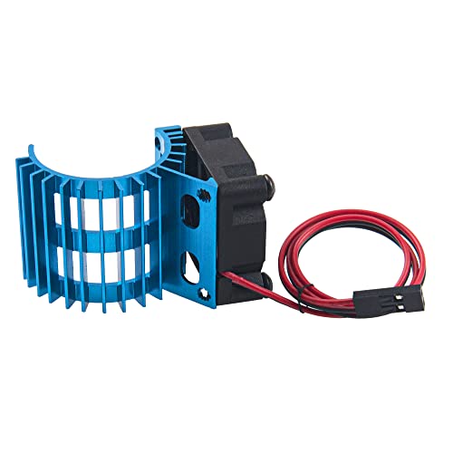 ShareGoo Aluminum 380 390 Motor Heatsink with Cooling Fan Electric Engine Heat Sink Compatible with HSP HPI Wltoys Himoto Redcat 1/16 1/18 RC Car (Blue) - style: Blue