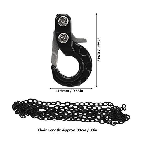 Tissting 2Pcs RC Trailer Hook with Chain Aluminum Alloy Iron Simulation Climbing Car Tow Hook for 1/10 Scale Crawler Truck SCX10 D90 D110 TF2 Climbing Car RC Car Accessory(Black) - color: Black