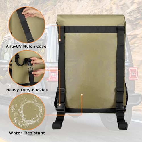 Spare Tire Trash Bag, Offroad Storage Bag for Jeep Truck SUV Car | Fits Up to 40" Tires, Easy to Attach, Heavy Duty Cargo Storage for Recovery Gear, Firewood & Camping Supplies