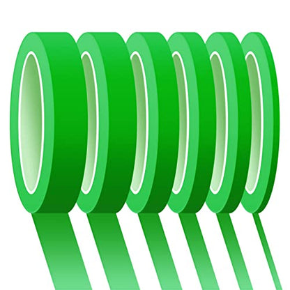 6 Rolls Fine Line Tape 1/16, 1/8, 1/5, 2/5, 1/2, 3/4 Inch x 55 Yard Fineline Masking Tape Painter Adhesive Automotive for DIY Car Auto Paint (Green, Mixed Sizes) - color: Green, size: Mixed Sizes