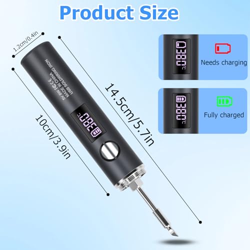 Cordless Soldering Iron,10-in-1 for Electronics DIY & Repair 1400mAh | 7s fast heat, 500–788℉ adjustable temp, LED & OLED display; 3 tips, pump, 2 tweezers, stand, sponge, solder wire, storage bag