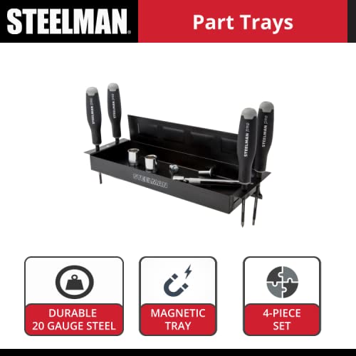 Steelman Non-Marring Magnetic Tool/Parts Storage Trays for Rolling Toolboxes, Durable Steel, 4-Piece Set - size: 4-Piece Set