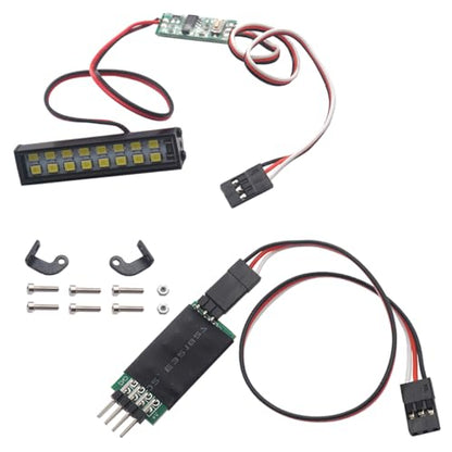 16LEDs RC Crawler Car LED Light Bar Roof Lamp Simulation Spotlight Kit 5-8.4V & RC CH3 Control Switch,3 Channel On/Off LED Lamp Control Panel System Breath Flash Mode 6V for 1/10 1/8 RC Car Truck Craw