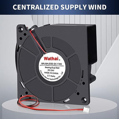 Wathai 120mm x 32mm Small 24V Centrifugal Blower Fan 24 Volt Cooling 2Pin | Dual Ball Brushless Cooling Turbo Fan for Limited Space DIY Projects - style: 120mm 24V 2Pin