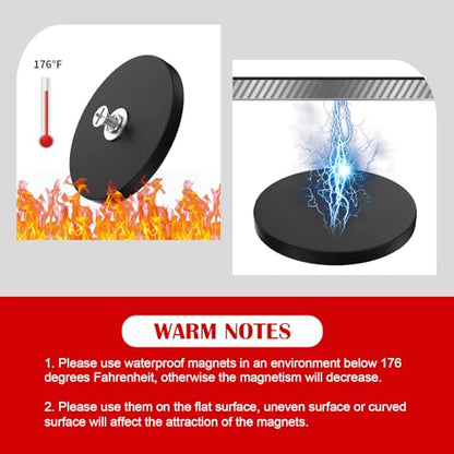 Thaibear Rubber Coated Magnets, 2Pcs 50LBS Rubber Coated Neodymium Magnet with M6 Magnetic Assembly Base, Non-Slip Strong Mounting Magnets for Light Bar Mirror Camera Tool