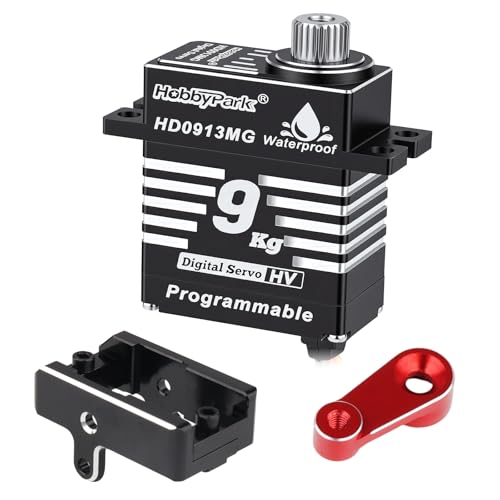 HobbyPark Waterproof for TRX4M Servo with Servo Mount Bracket and Aluminum Servo Horn Arm Set 9kg High Torque Metal Gear Digital Servo Motor Steering Servo fit 1/18 TRX-4M Crawler Car Upgrades Parts