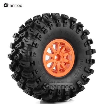2.2 RC Crawler Tires And Wheels Beadlock Rims 1/10 RC Rubber Slingers Grappler Mud Tyres OD 136mm For 1:10 Rock Crawler Car Axial SCX10 90047 D90 TF2 Tamiya CC01 Traxxas TRX4 RGT 4PCS (Orange) - color: Orange