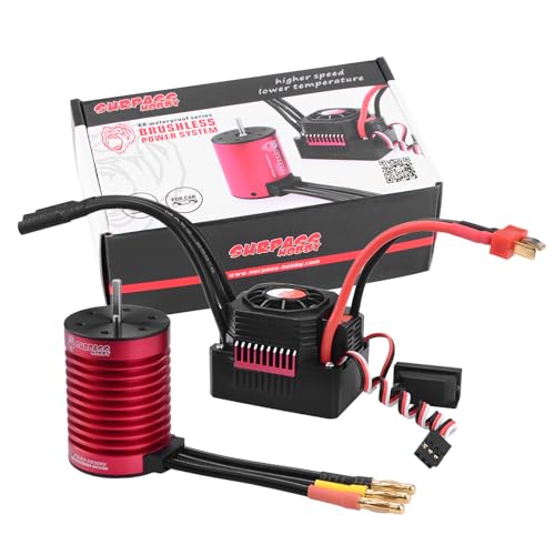 Surpass Hobby F540 3930KV Motor 45A ESC Combo for 1/10 RC Trucks | F540 brushless motor with waterproof ESC, CNC aluminum motor housing multi safety protection - size: 3930KV