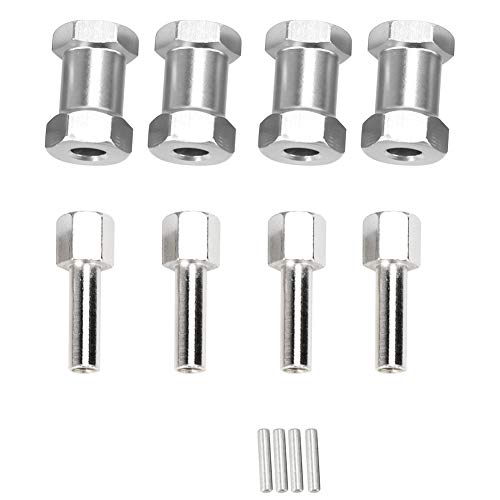 Generic 20mm Extension Wheel Hub Hex Drive Adapter, Durable Aluminium Alloy, Easy Install for 1/10 RC Drift Cars, 4PCS, SilverRedBlack (Silver) - color: Silver
