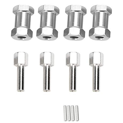 Generic 20mm Extension Wheel Hub Hex Drive Adapter, Durable Aluminium Alloy, Easy Install for 1/10 RC Drift Cars, 4PCS, SilverRedBlack (Silver) - color: Silver