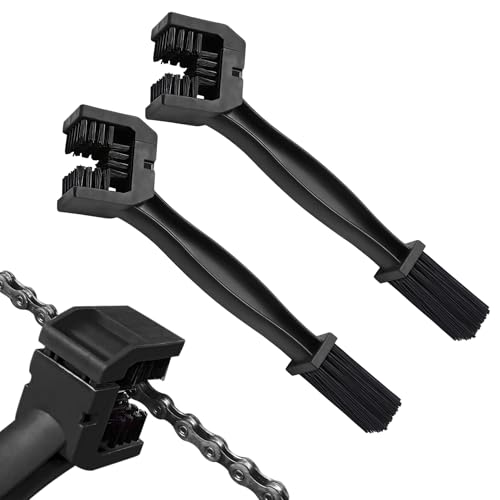 2PCS Bike or Motorcycle Chain Washer, Bicycle Cleaning Chain Double-Ended Brush, Black Durable Motor Chain Gears Cleaning Square Head Brushes, Universal Cleaning Tool (Black/2PCS) - color: Black/2PCS