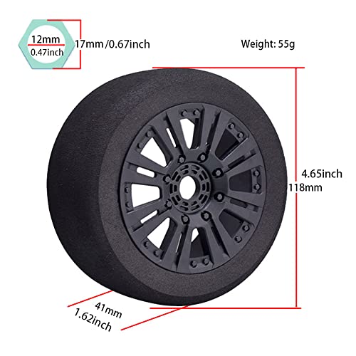 1/8 RC Tires and Wheels, 4Pcs Off Road Tires for RC Car Trucks Foam Vehicle Tyres 17mm Hex Hubs Wheel Rims for Kyosho HSP HPI RC Racing Model Toy Crawler, Black - style: 1/8 89H Foam