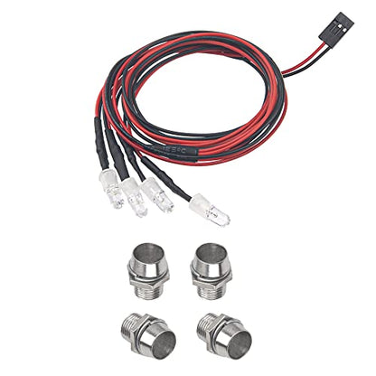 2Pack HIRCQOO 4LED RC Car LED Light Headlights Taillight Lighting with JR Y Cable Compatible with Traxxas HSP Tamiya Redcat RC4WD Axial HPI Kyosho Arrma 1/8 1/10 1/12 RC Car,2Red & 2White (5mm LEDs) - size: 5mm LEDs