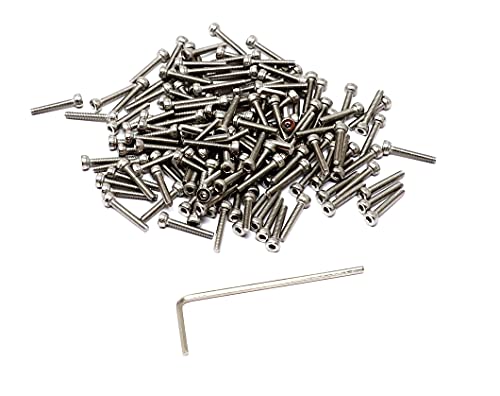 iexcell 100 Pcs M2 x 12mm Thread Pitch 0.4 mm Stainless Steel 304 Hex Socket Head Cap Screws Bolts Kit - size: M2 x 12mm