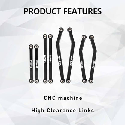 SCX24 Links High Clearance Links Chassis Suspension Steering Links Set for Axial SCX24 Upgrades 1/24 RC Crawler - color: Black