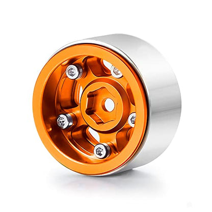 RC-Hub 4Pcs Aluminum Alloy 1.0" Micro Beadlock Wheels for 1/24 Axial SCX24 90081 AXI00001 AXI00002 RC Crawler Car (Orange) - color: Orange