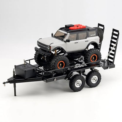 RC Trailer Metal Hitch Mount Trailer with Light Strip for TRX4M Defender Bronco F150 FCX18 SCX24 FCX24 AX24 Etc 1/18 1/24 RC Crawler Car,RC Trucks with Trailers Upgrades Accessories