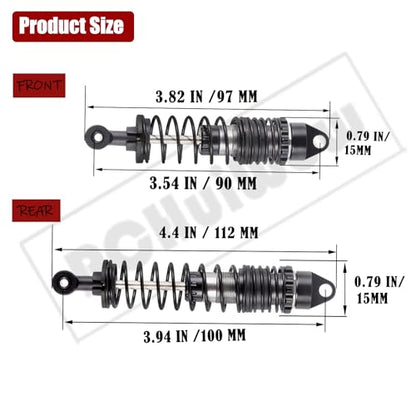 RC Big Bore Shocks Absorber Upgrades Part for 1/10 Slash Stampede Rustler Bandit VXL 4X4 2WD,Aluminum Front Rear 4PCS Shocks Hops Up,Titanium - color: Titanium(4pcs)