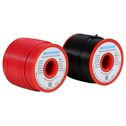 BNTECHGO 22 Gauge PVC 1007 Solid Electric Wire Red and Black Each 100 ft 22 AWG 1007 Hook Up Tinned Copper Wire - color: Red and Black, size: 22 Gauge 100ft