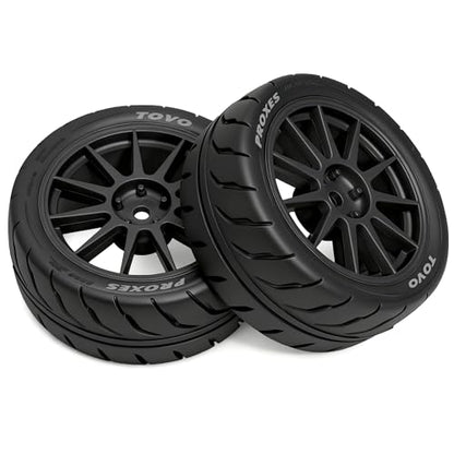 4PCS 1/10 RC Drift Racing Tires and Wheels 12mm Hex OD 2.56'' for 1:10 Scale Touring Street On Road Car Tamiya TT01 TT02 XV01 TA06 A959 PTG2 HPI KYOSHO HSP PTG2 Traxxa (Black) - color: Black