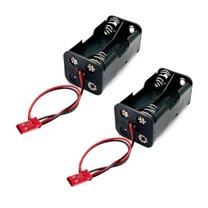 2Set On/Off Power Switch Battery Receiver & 4 Cell AA Battery Container Case Holder Pack Box with JST Plug Compatible with HSP Redcat Axial Traxxas 1/8 1/10 1/16 RC Power Car Crawler Truck