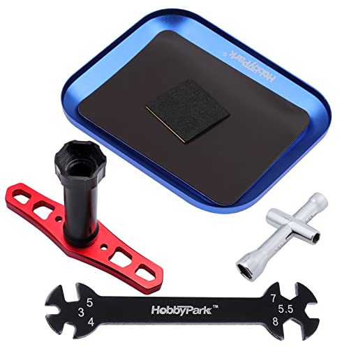 Hobbypark 17mm Wheel Spanner Tools - Hex Nut Driver, Turnbuckle Wrench, Screw Tray for RC Car, Truck, Crawler, Truggy, Buggy Tires