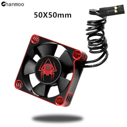 RC Car Metal Motor Cooling Fan 25mm 30mm 35mm 40mm 50mm RC Heatsink 28000RPM ESC Cooling Fans Red-Black Fit for 1/8 1/10 1/12 Scale RC Car 540 550 Brushless OR Brushed Motors (50mm) - size: 50mm