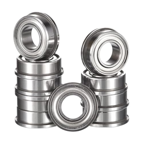 FR156ZZ Flanged Ball Bearing, ID 3/16" x OD 5/16" x Width 1/8" Miniature Bearings, Double Metal Shielded Deep Groove Bearings, Pre-Lubricated (GCr15) Chrome Steel 10pcs - size: FR156ZZ 3/16"x5/16"x1/8"