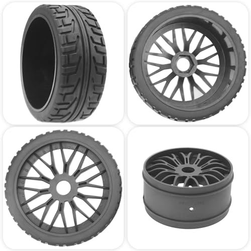 ShareGoo 1/8 RC Buggy Tires and 17mm Hex Wheels Rim OD 104mm Rubber Compatible with HSP HPI Arrma Typhon Kyosho Losi VRX Redcat Tamiya 1/8 Scale RC Off Road Buggy