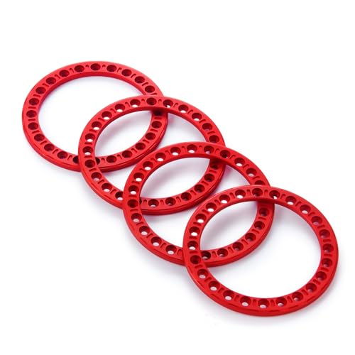 4PCS/Set Aluminum Alloy 1.9" RC Wheel Inner Beadlock Rings Replacement Wheel Rim Inner Beadlock Ring Reusable Beadlock Wheels for 1/10 Scale SCX10 1.9inch Beadlock Wheels Upgrades (Red) - color: Red