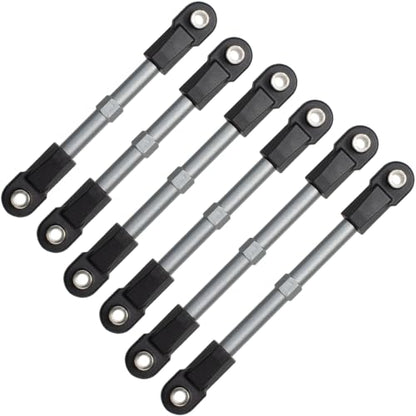 6Pcs Adjustable Aluminum Turnbuckles Camber Links Set for Traxxas Slash 4X4 2WD / Rustler/Stampede/Hoss/Bandit 1/10 RC Short Course Trucks Replacement Upgrade Accessories (Titanium) - color: Titanium