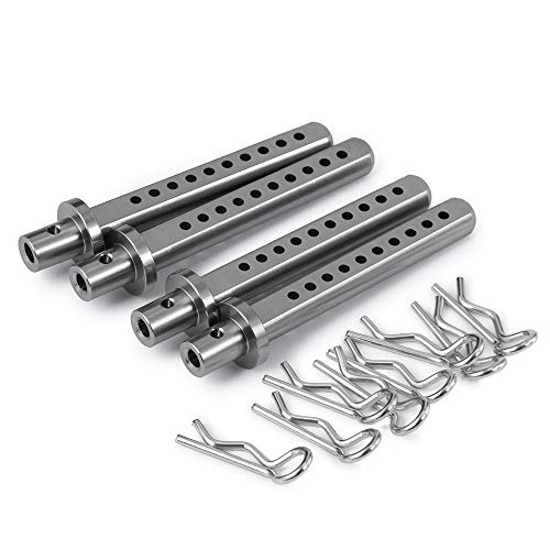 4PCS Aluminum Body Post Mounts for 1/10 SCX10,Body Posts Replacement Part | 3 Color,Heavy-duty Aluminum,CNC-Machined Body Posts Upgrade Part - color: Titanium