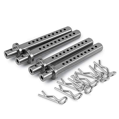 4PCS Aluminum Body Post Mounts for 1/10 SCX10,Body Posts Replacement Part | 3 Color,Heavy-duty Aluminum,CNC-Machined Body Posts Upgrade Part - color: Titanium