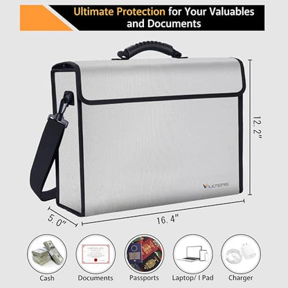 Fireproof Document Bag - 2000°F Heat Resistant & Thermal Insulated Fireproof Bag for Documents with Lockable Zipper for Documents, Cash & Valuables - Fireproof Box for Home, Office, and Travel Use - color: Grey Bag