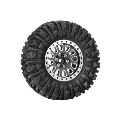 4PCS 1.3" Aluminum Alloy Beadlock Wheel Rims All-Terrain Tyre 70mm Rubber Tires Set with 5mm & 7mm Hex for 1/12 1/14 1/18 1/24 RC Rock Crawler Car Upgrade Parts (D-Black) - color: D-black