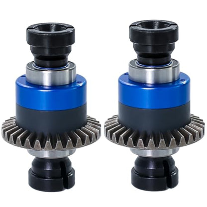Assembled Differential 30T 0.8Mod for ARRMA 1/18 Granite GROM, Typhon GROM, 1/14 Mojave GROM, 1/12 Losi AWD RC Racecar, RC Front & Rear Universal Upgraded Metal Differential 2Pcs (Black/Blue) - color: Black-blue