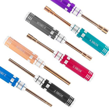 7PCS Colorful RC Hex Nut Driver Tool Set，2.0 2.5 3.0 3.5 4.0 4.5 5.0 Box Socket Driver Set，RC Hobby Tools Kit，Hexagon Nut Wrench Repair Tools For RC Mini Crawler Car
