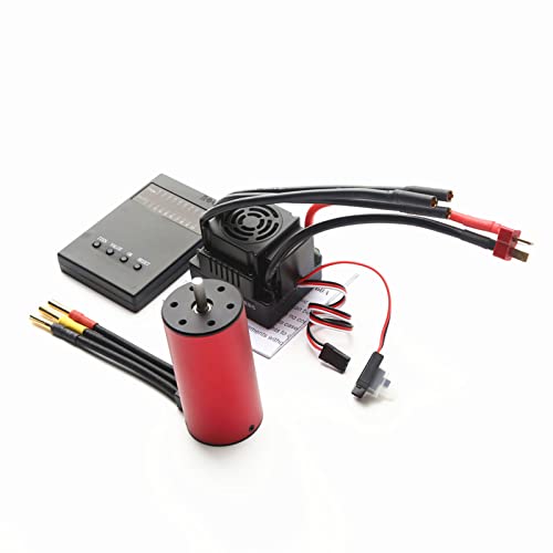 HUIOP RC car Motor, S3670 2150KV Brushless Motor Sensorless Waterproof Motor and 120A Brushless ESC T Plug Programming Card Replacement for HSP HPI 1/8 RC Car Truck