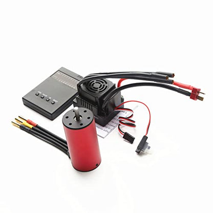 HUIOP RC car Motor, S3670 2150KV Brushless Motor Sensorless Waterproof Motor and 120A Brushless ESC T Plug Programming Card Replacement for HSP HPI 1/8 RC Car Truck