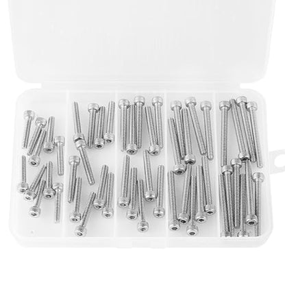 M4 x 20mm 25mm 30mm 35mm 40mm Hex Socket Head Cap Screws Bolts, 304 Stainless Steel, Metric Machine Fully Threaded, Bright Finish, Allen Hex Drive, Assortment Kit 50PCS - size: M4 x 20/25/30/35/40mm (50PCS)