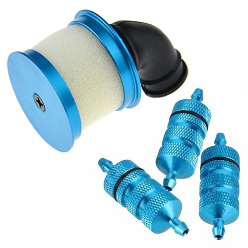 RC Aluminum Capped Air Filter Element Sponge 04104 Upgrade Parts & 3PCS RC Aluminum Nitro Fuel Filter