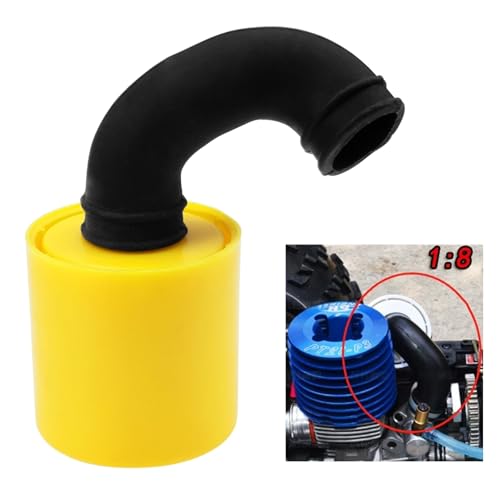 1/8 RC Car Plastic Air Filter Cleaner with Element Sponge Fit SH.28 Engine Upgrades Part For 1:8 RC Nitro Monster Trucks Off Road Buggy Cars Redcat Arrma HSP Himoto Losi 8IGHT HPI (Yellow) - color: Yellow