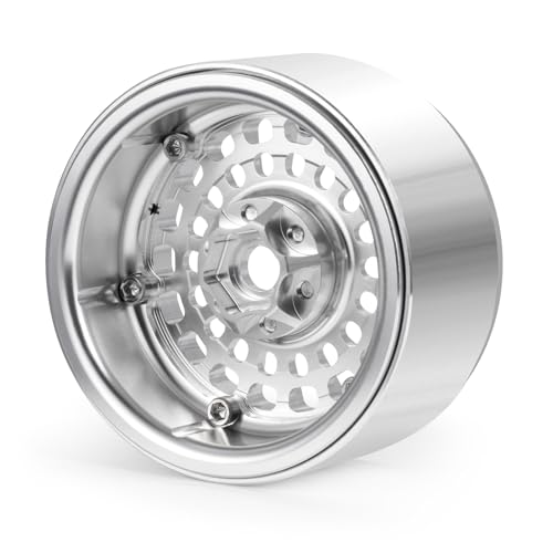 2.2" Beadlock Wheels RC Aluminum Rims for AXIAL Wraith RR10 TRX4 SCX10 Redcat Gen8 1/10th RC Crawler Truck Car (Silver) - color: Silver