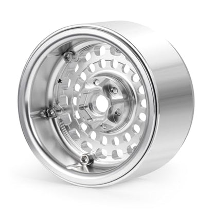 2.2" Beadlock Wheels RC Aluminum Rims for AXIAL Wraith RR10 TRX4 SCX10 Redcat Gen8 1/10th RC Crawler Truck Car (Silver) - color: Silver