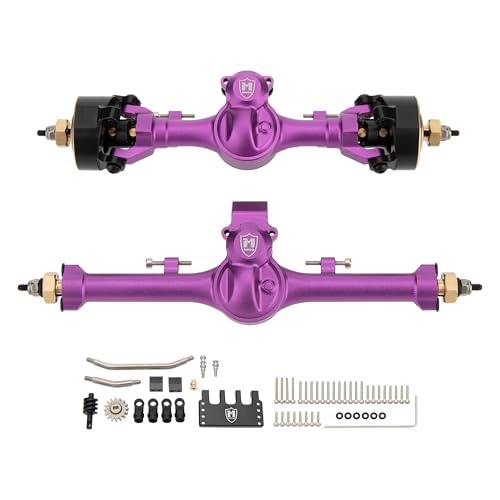 MEUS RACING 5mm ISO V2 SCX24 Axles with 3-Section CVD for Axial 1/24 SCX24 RC Crawler (Anodized Purple) - color: Anodized Purple