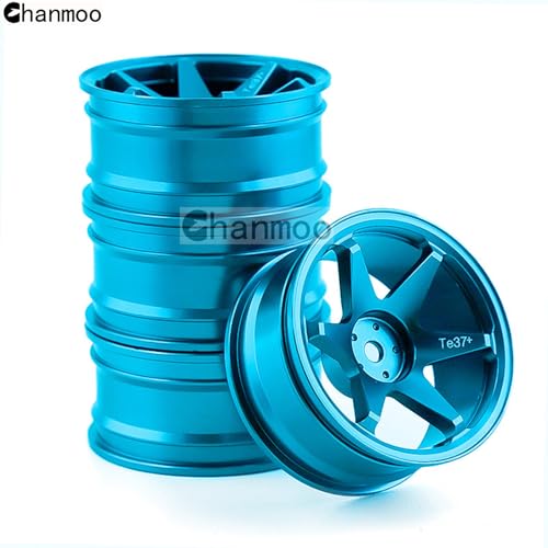 1/10 RC On Road Wheels Rims 12mm Hex Alloy Aluminum Drift Hubs for 1:10 Scale Rally Racing Car Tires Tamiya TT01 TT02 XV01 TA06 A959 PTG2 HPI KYOSHO HSP PTG2 Touring Street Tyres 4PCS (Black) - color: Black