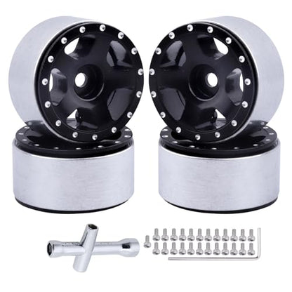 HobbyPark 1.0 Beadlock Wheels for TRX4M AX24 SCX24 FCX24 Enduro24 1/18 1/24 RC Crawler Car (Style A) - style: Style A
